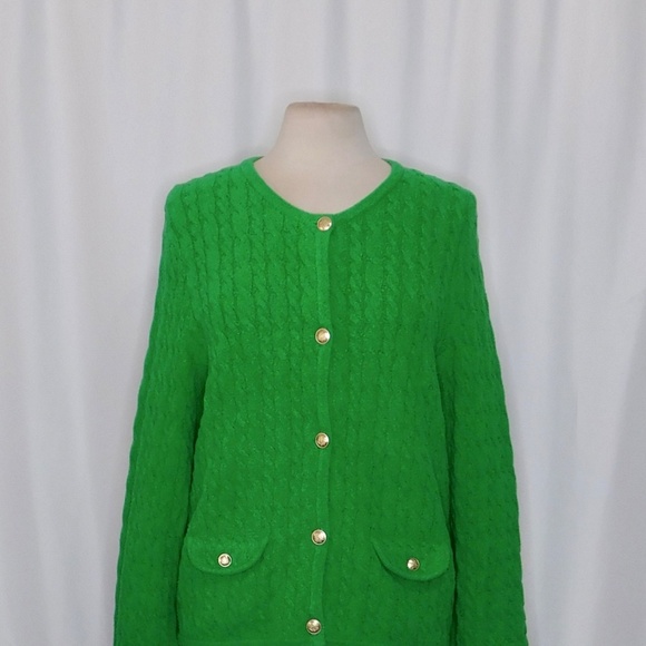 NWT!! J. CREW Odette Cable Knit Sweater Lady Jacket Cotton Blend Boucle Green XL - Picture 4 of 16